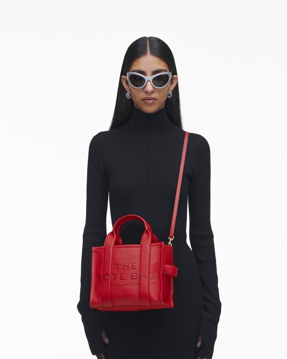 Red Marc Jacobs The Leather Small Tote Bag | 186549-RJB