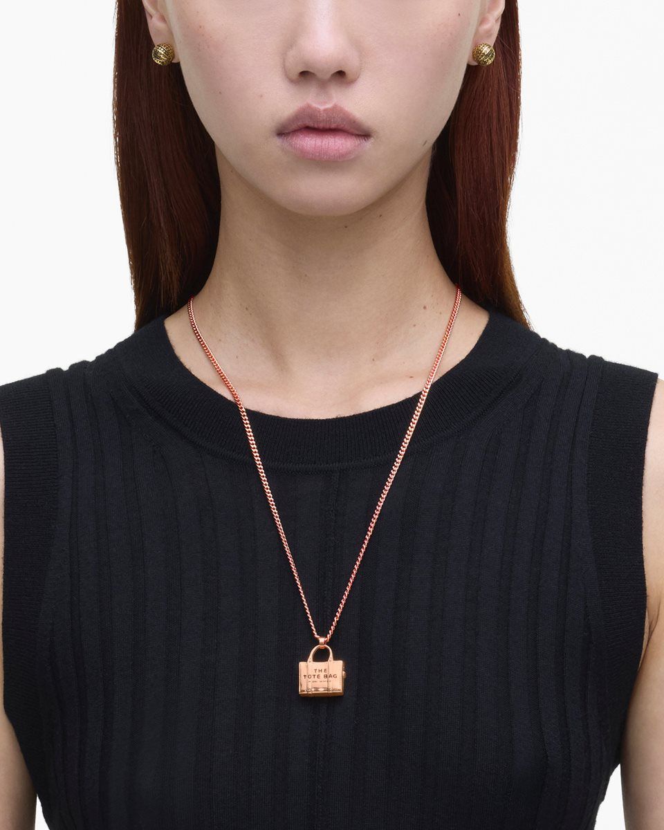 Rose Gold Marc Jacobs The Tote Bag Necklace | 049768-LVF