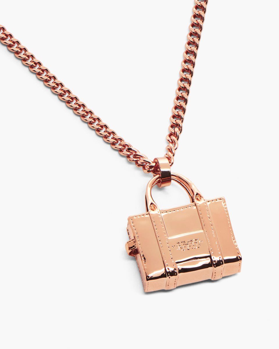 Rose Gold Marc Jacobs The Tote Bag Necklace | 049768-LVF