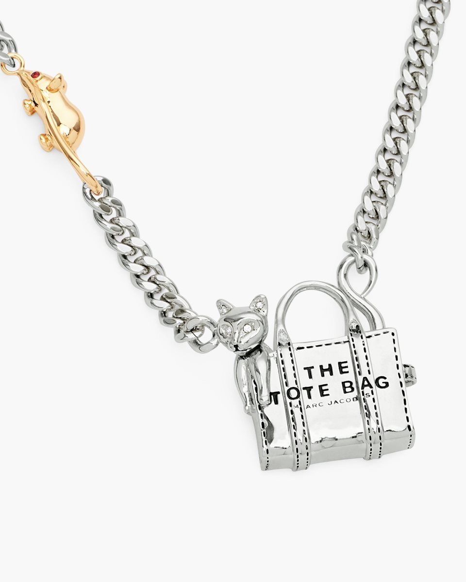 Silver Marc Jacobs Cats Out Of The Bag Necklace | 491285-CJH