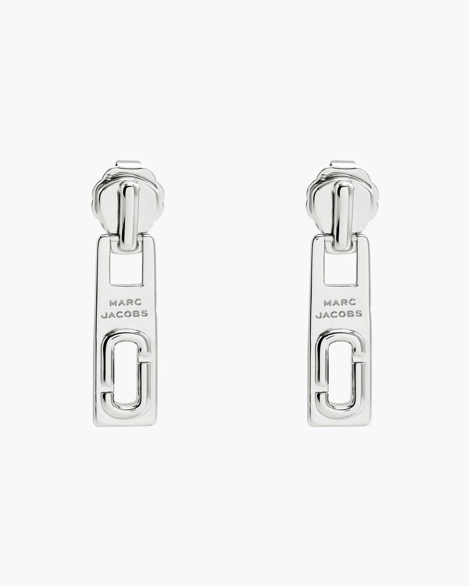 Silver Marc Jacobs J Marc Zipper Earrings | 765412-CYJ