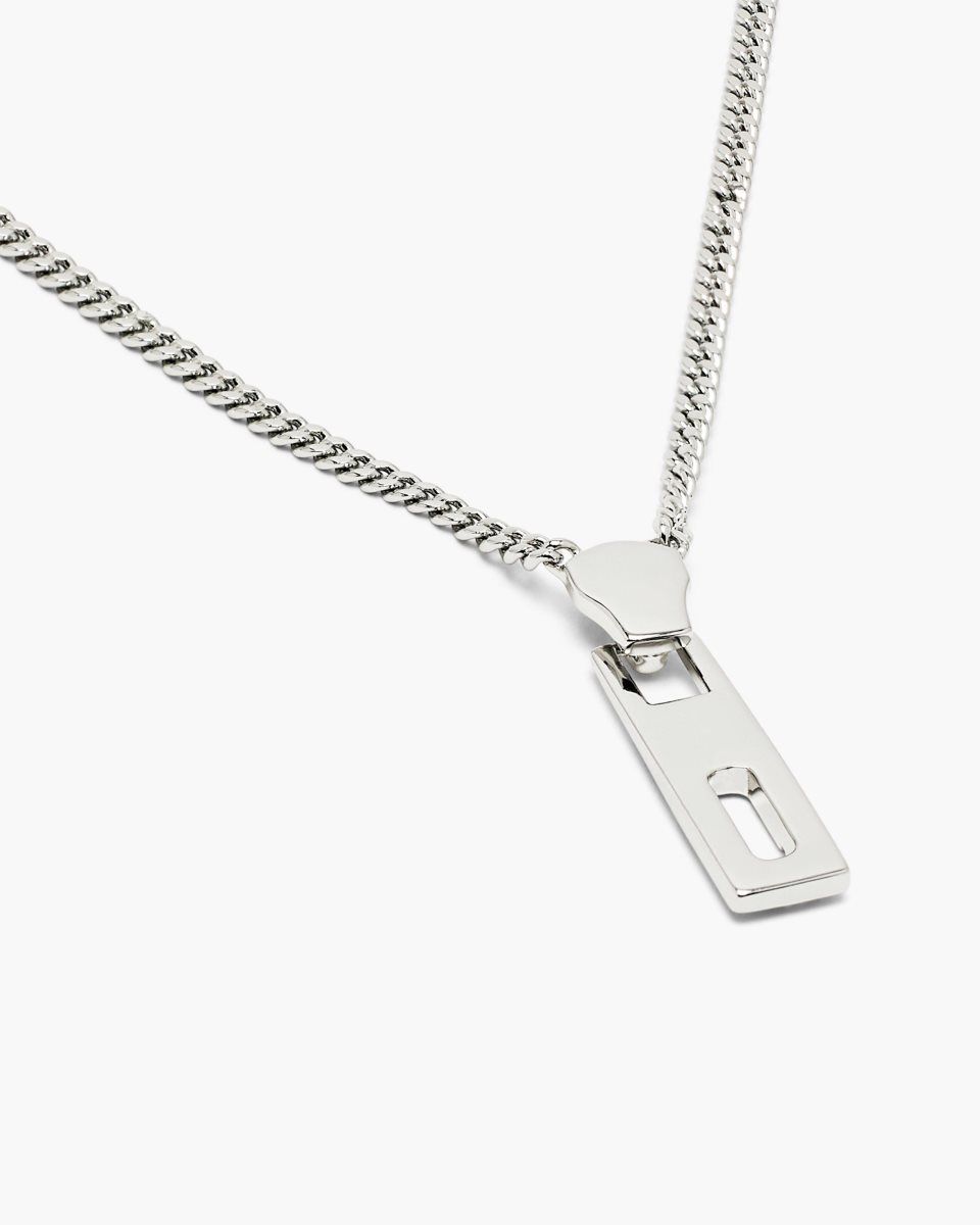 Silver Marc Jacobs J Marc Zipper Necklace | 764182-LXC