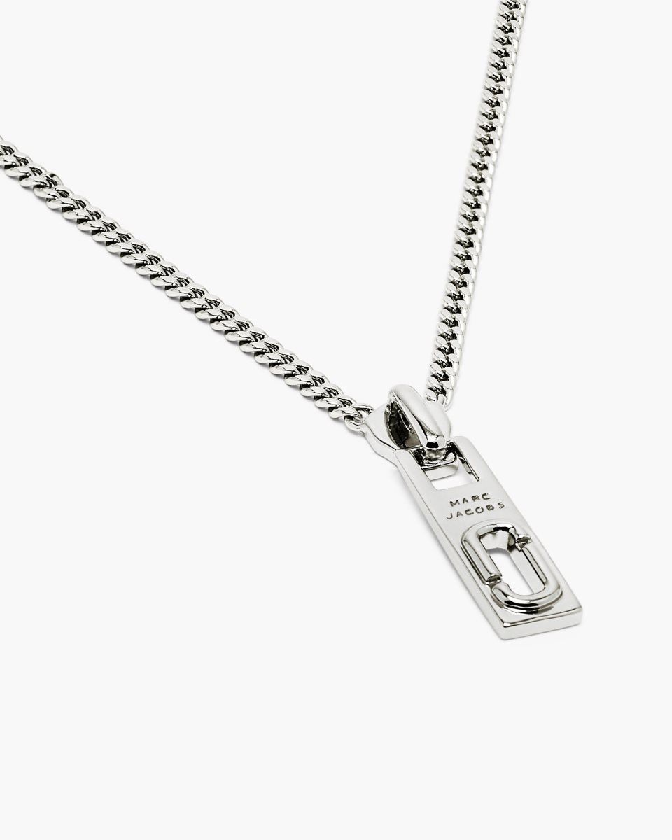 Silver Marc Jacobs J Marc Zipper Necklace | 764182-LXC