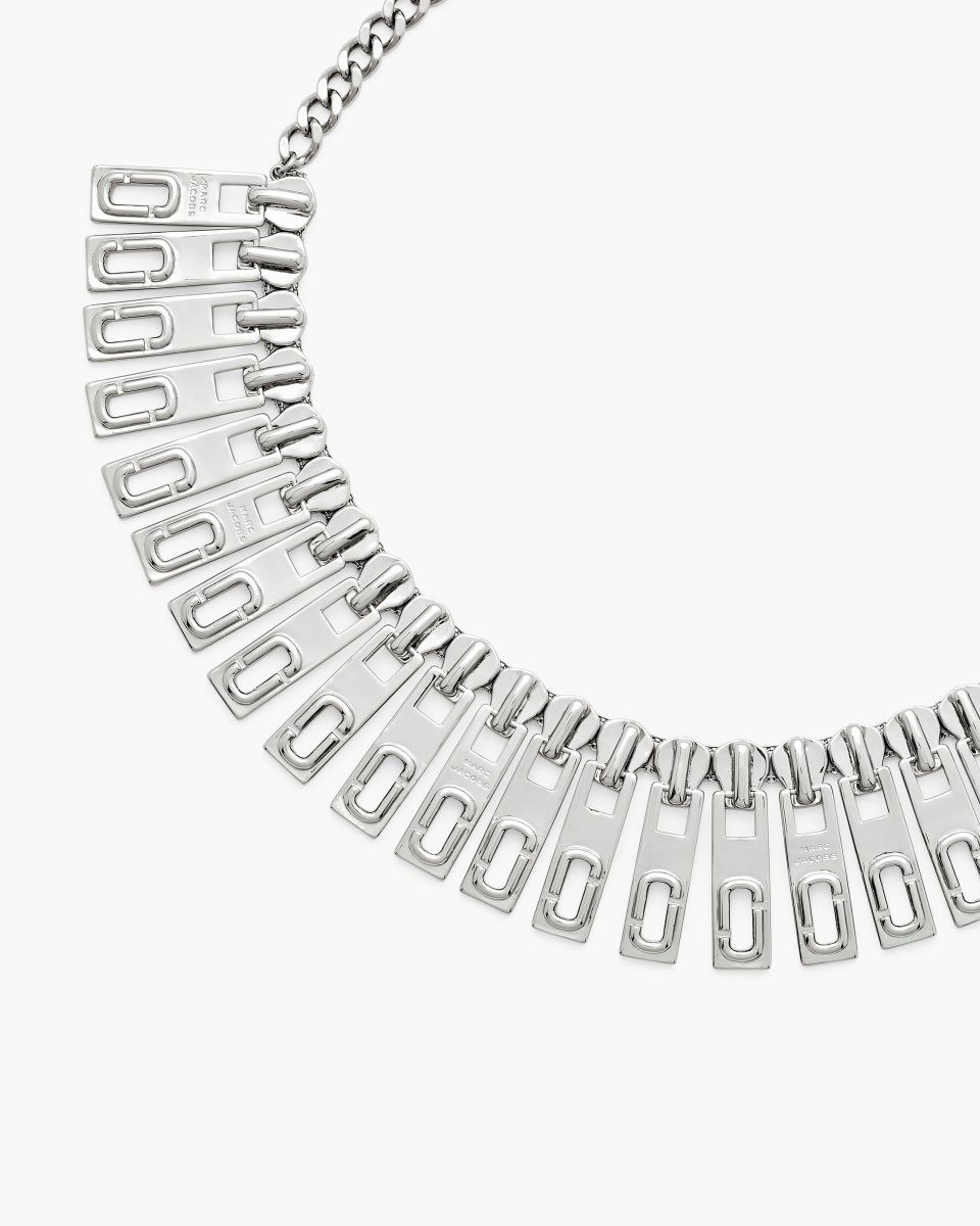 Silver Marc Jacobs J Marc Zipper Statement Necklace | 810357-UNL