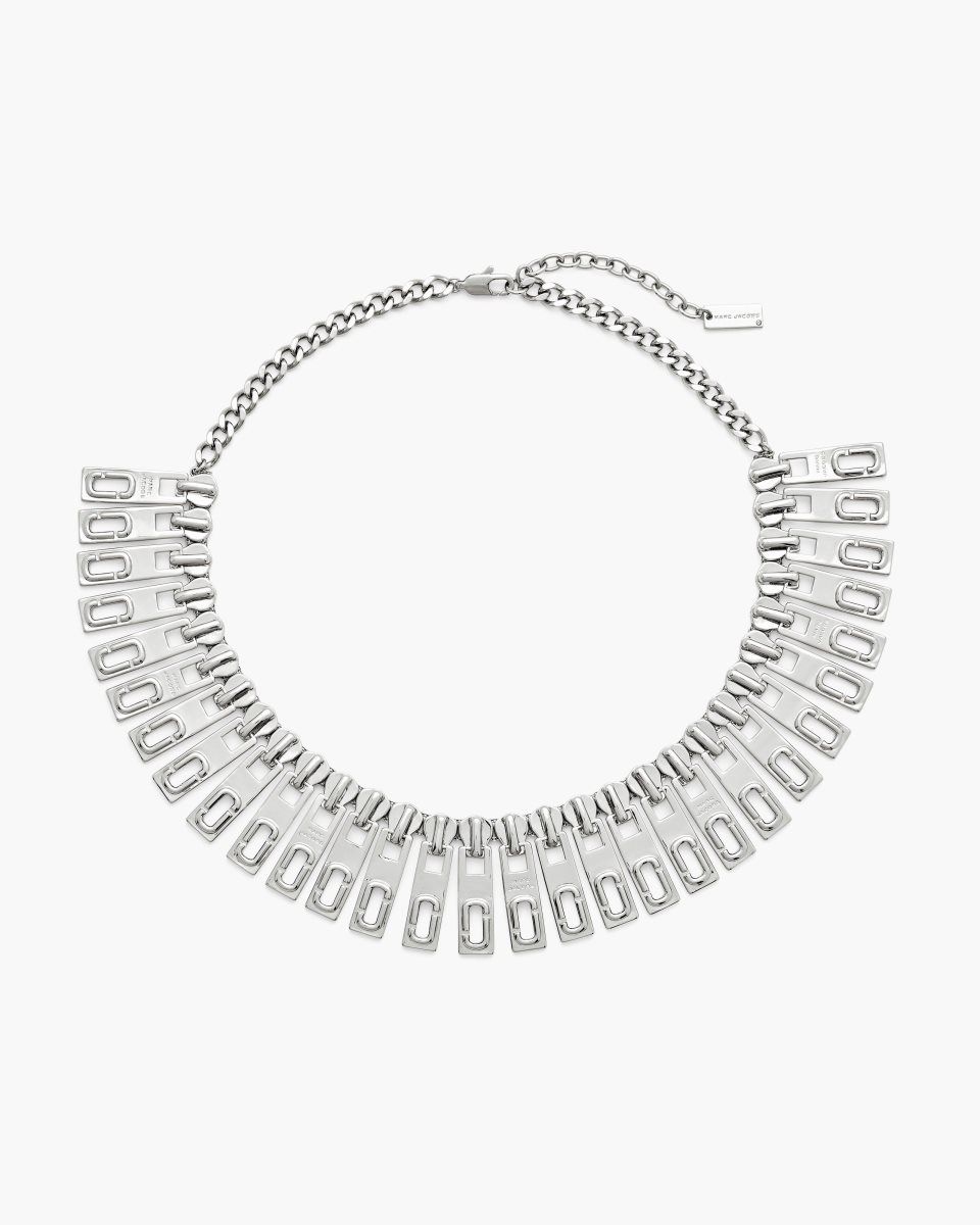 Silver Marc Jacobs J Marc Zipper Statement Necklace | 810357-UNL