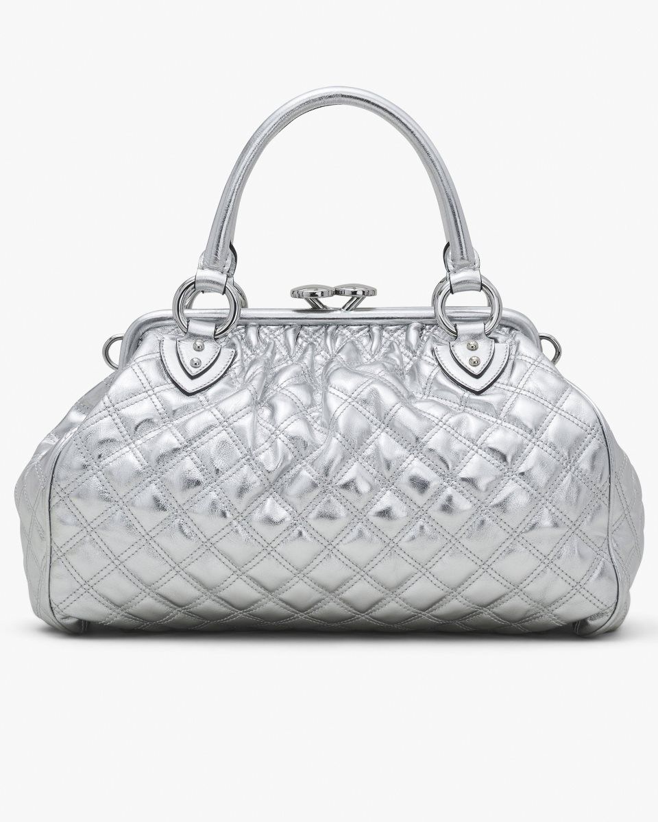 Silver Marc Jacobs Re-Edition Quilted Metallic Leather Stam Bag | 708529-WYB