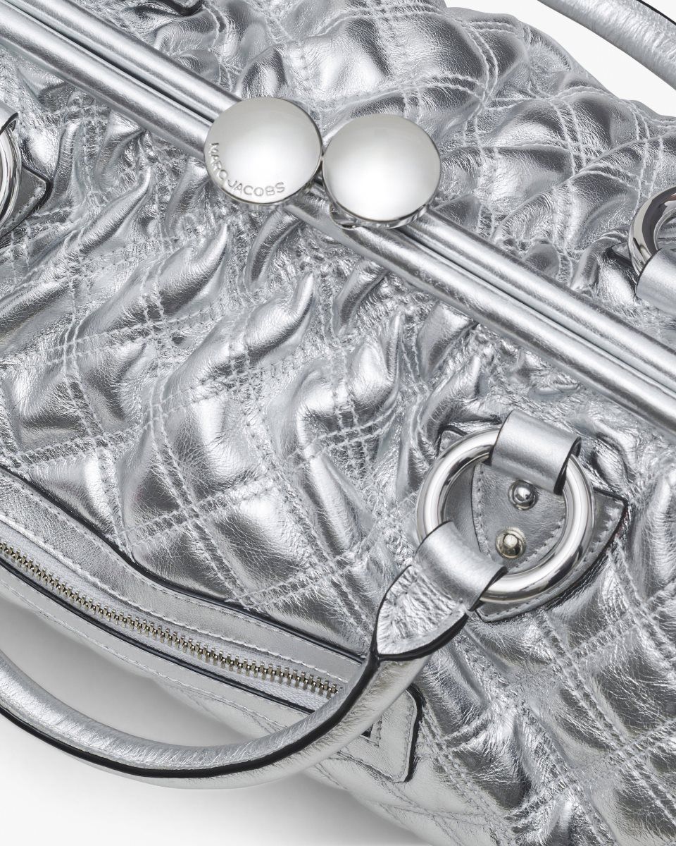 Silver Marc Jacobs Re-Edition Quilted Metallic Leather Stam Bag | 708529-WYB