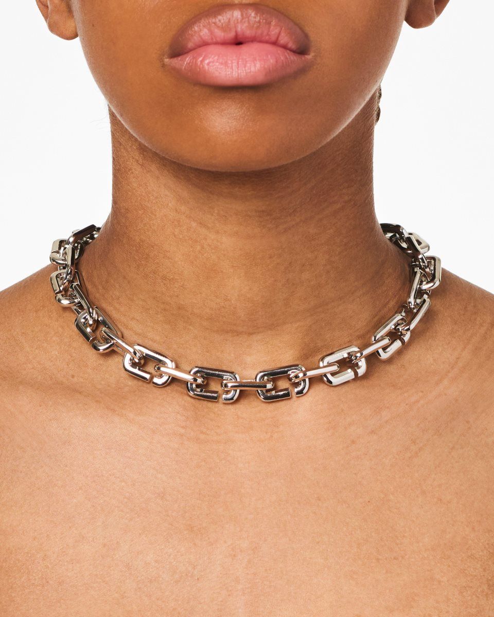 Silver Marc Jacobs The J Marc Chain Link Necklace | 576801-HSN