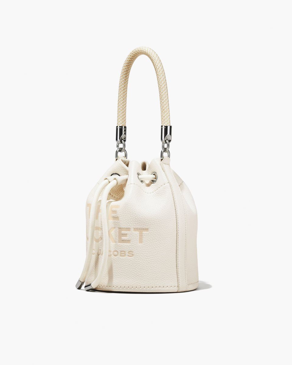 Silver Marc Jacobs The Leather Bucket Bag | 127650-UVQ