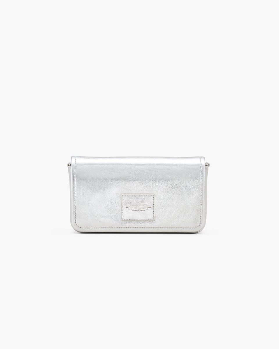 Silver Marc Jacobs The Metallic Leather Chain Mini Bag | 240568-SHO