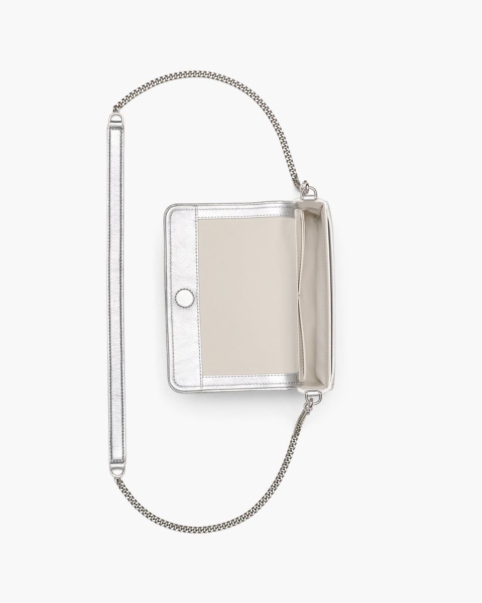 Silver Marc Jacobs The Metallic Leather Chain Mini Bag | 240568-SHO