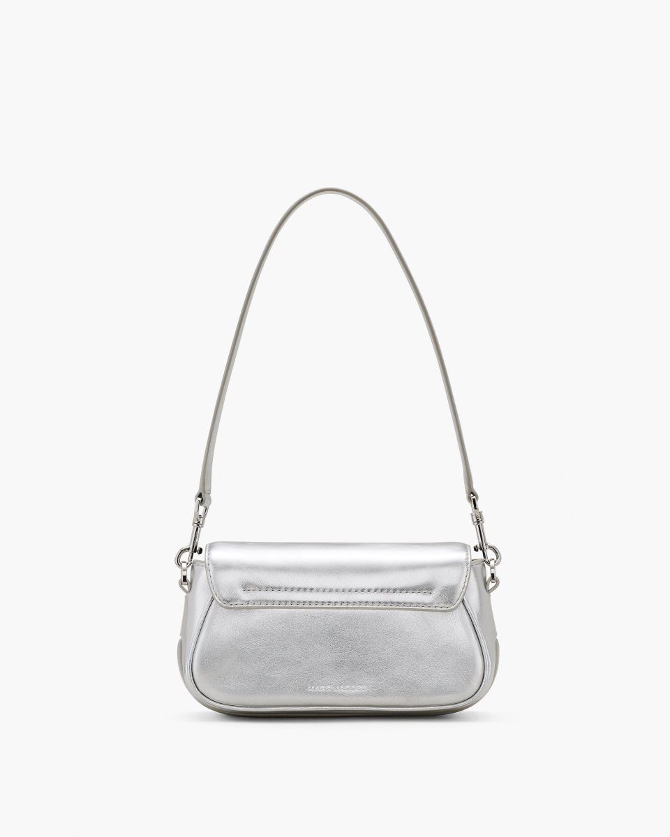 Silver Marc Jacobs The Metallic Leather Clover Shoulder Bag | 405268-YDS