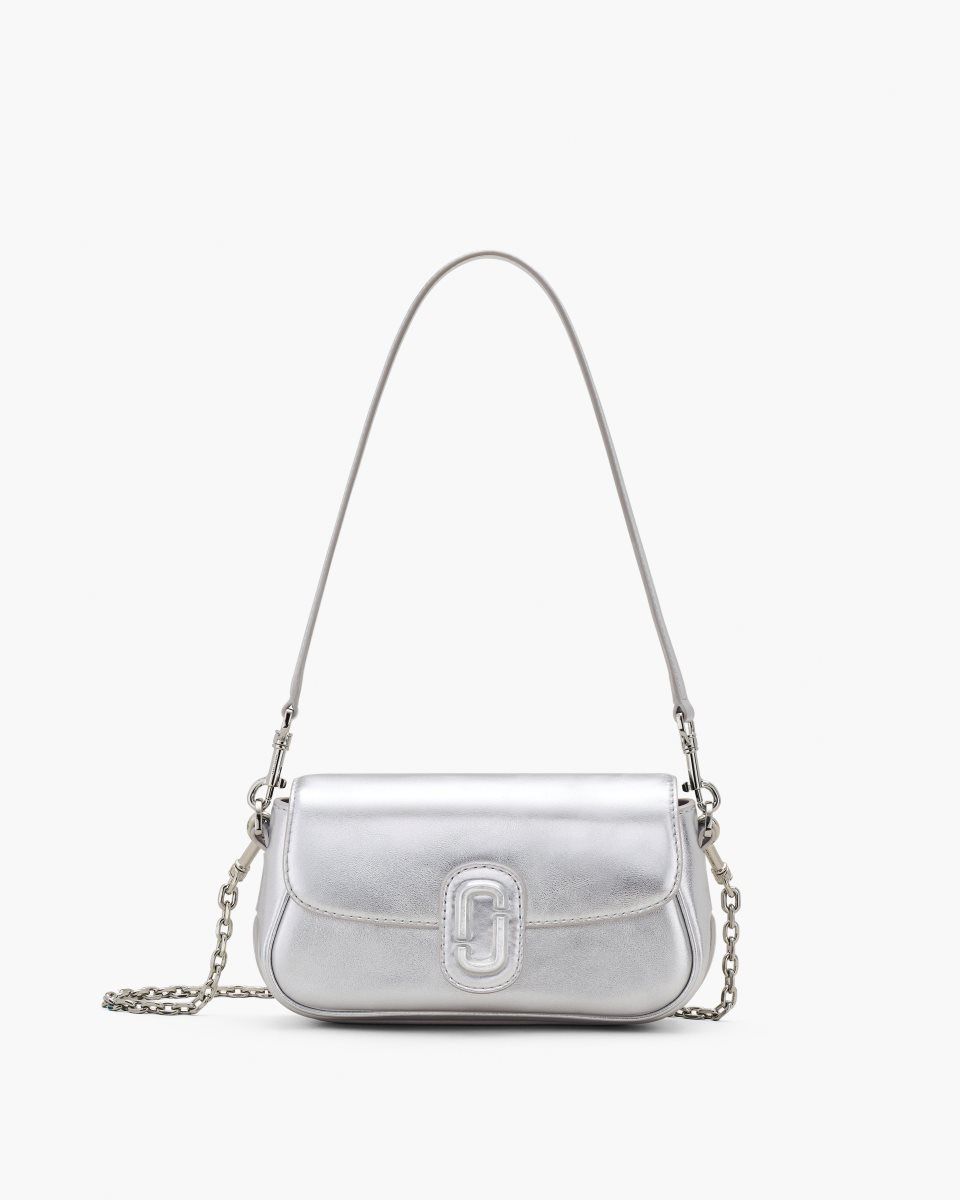 Silver Marc Jacobs The Metallic Leather Clover Shoulder Bag | 405268-YDS