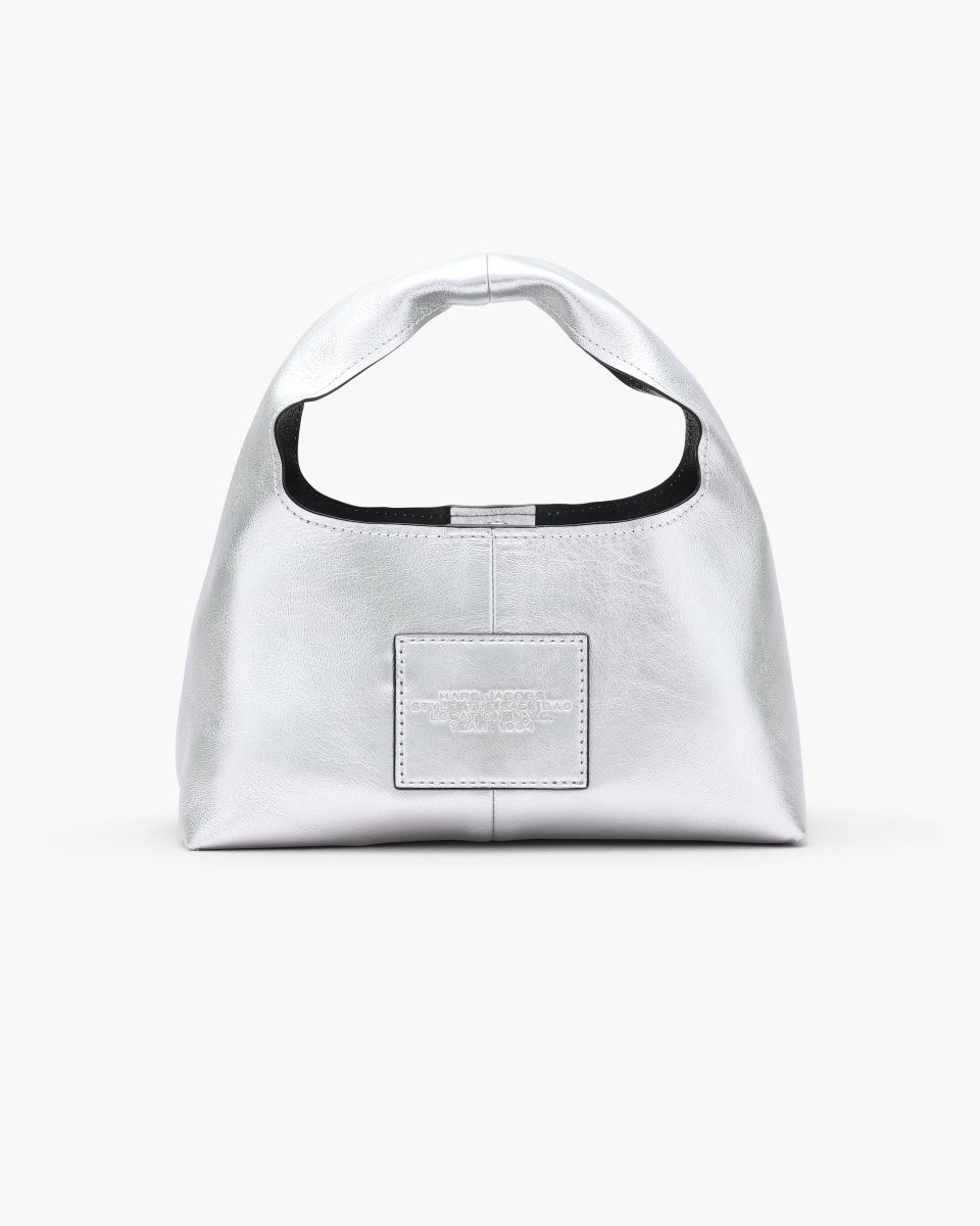 Silver Marc Jacobs The Metallic Leather Mini Sack Bag | 732051-GOR