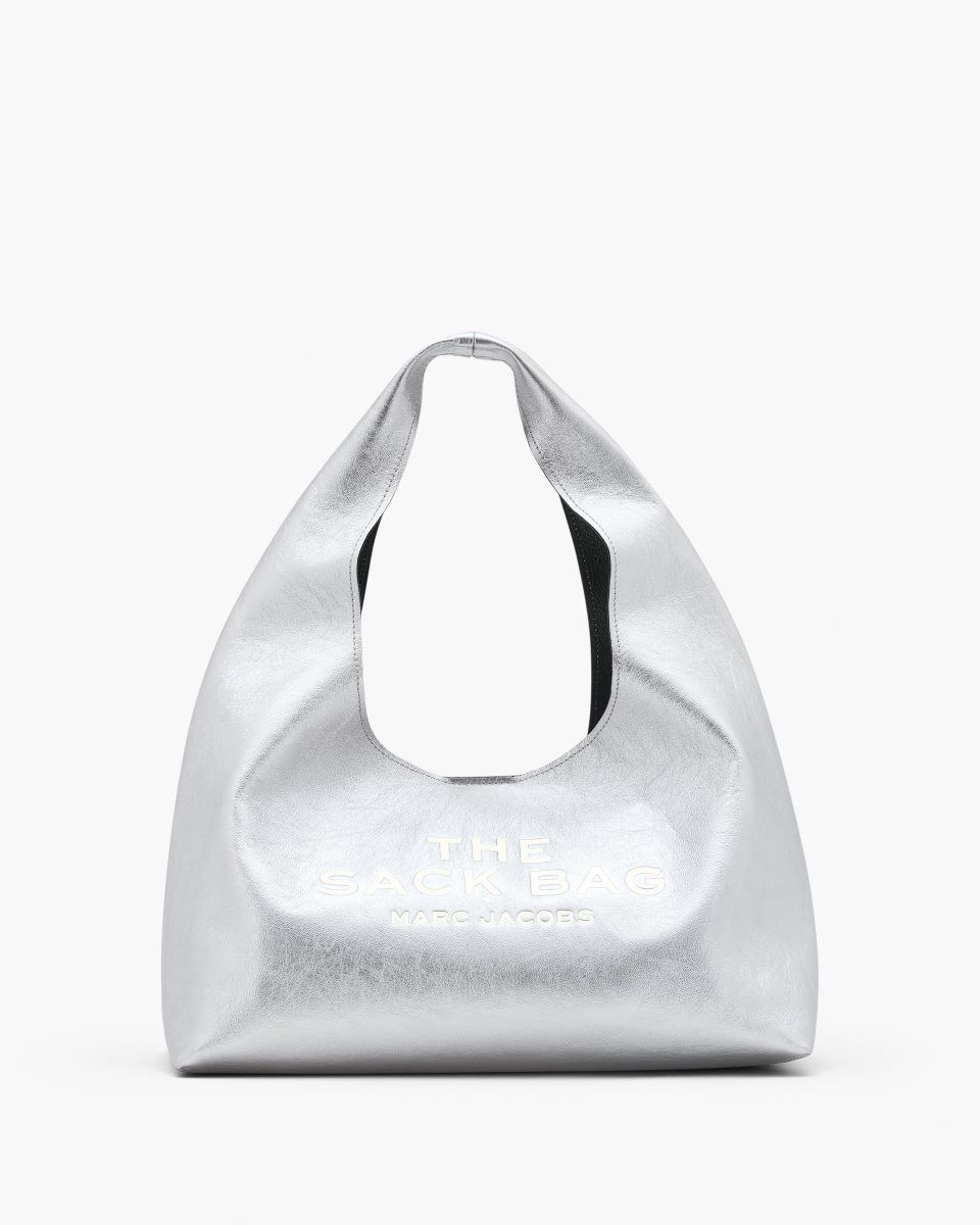 Silver Marc Jacobs The Metallic Leather Sack Bag | 263485-ZWF