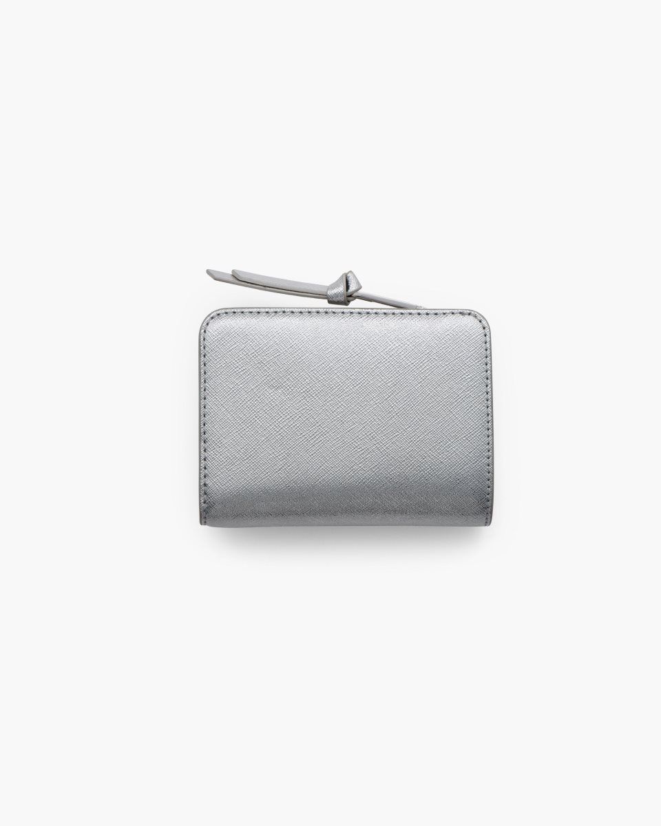 Silver Marc Jacobs The Metallic Utility Snapshot Mini Compact Wallet | 592107-VSP