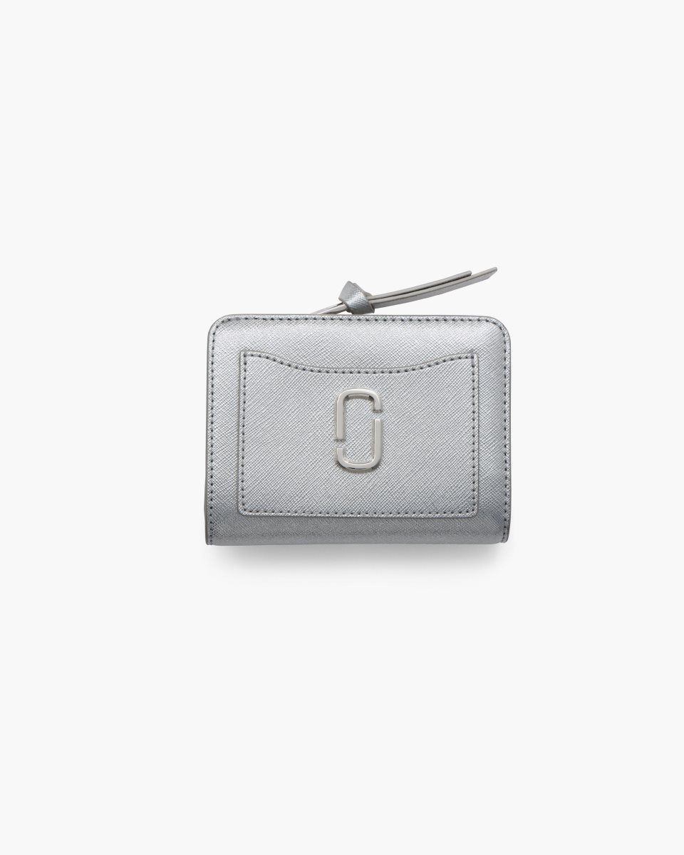 Silver Marc Jacobs The Metallic Utility Snapshot Mini Compact Wallet | 592107-VSP