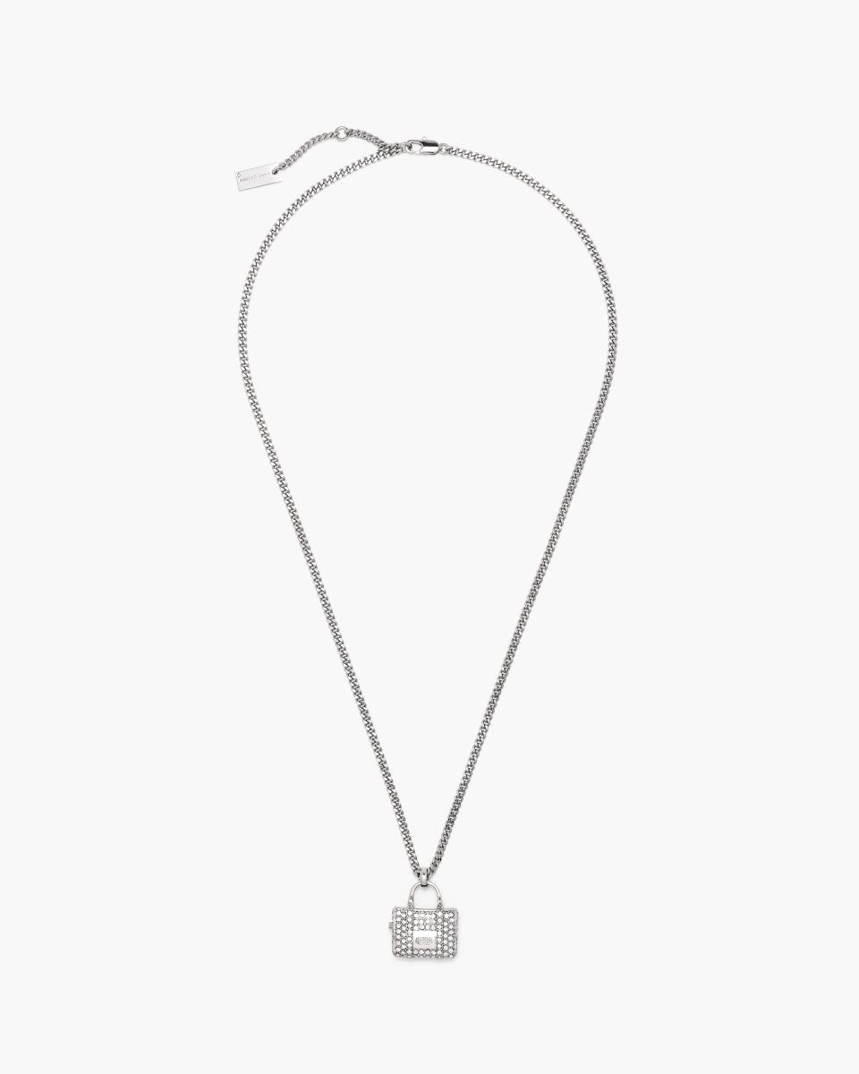 Silver Marc Jacobs The Pave Tote Bag Necklace | 573982-FIB