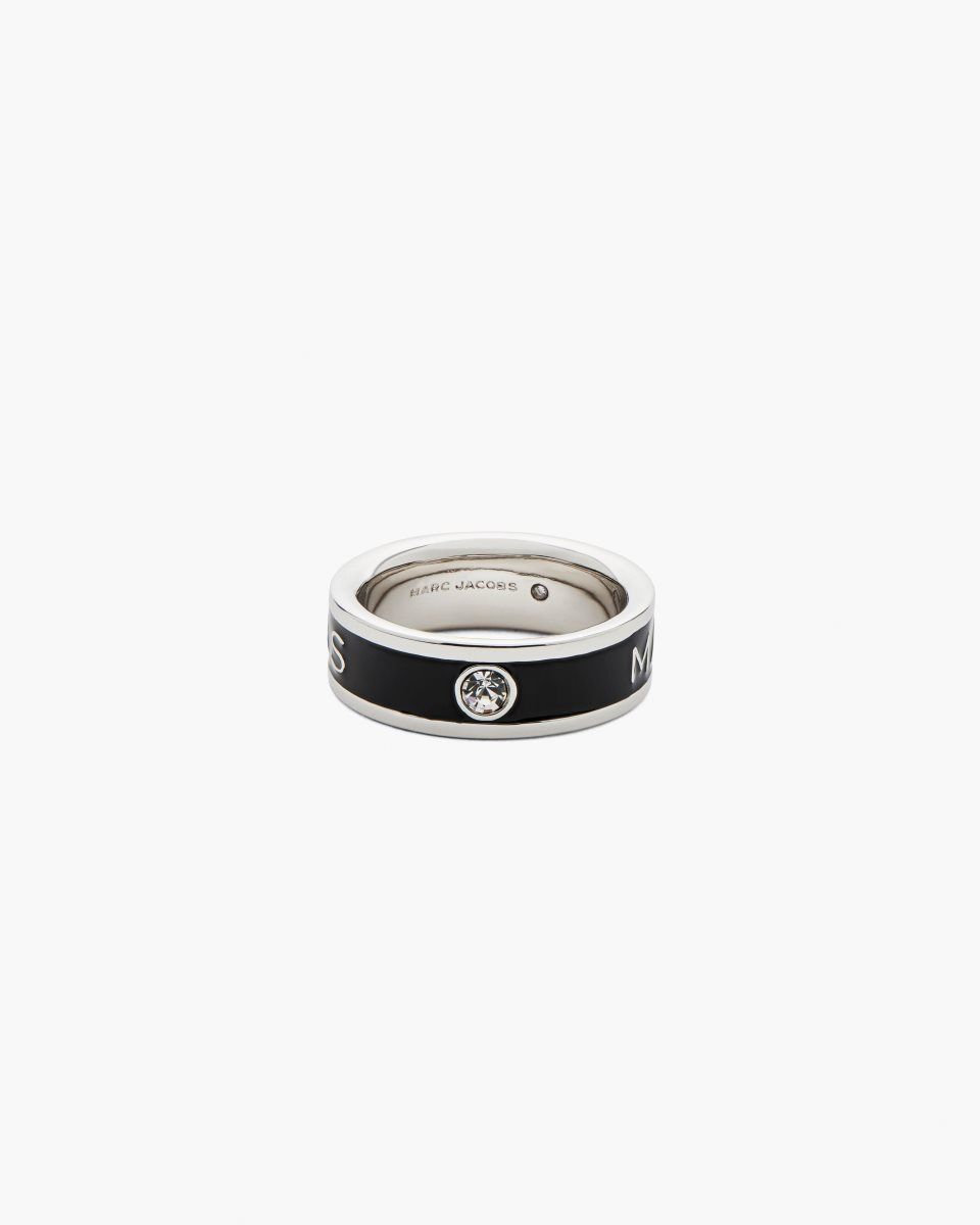 Silver / Black Marc Jacobs The Marc Jacobs Enamel Ring | 367401-EPC