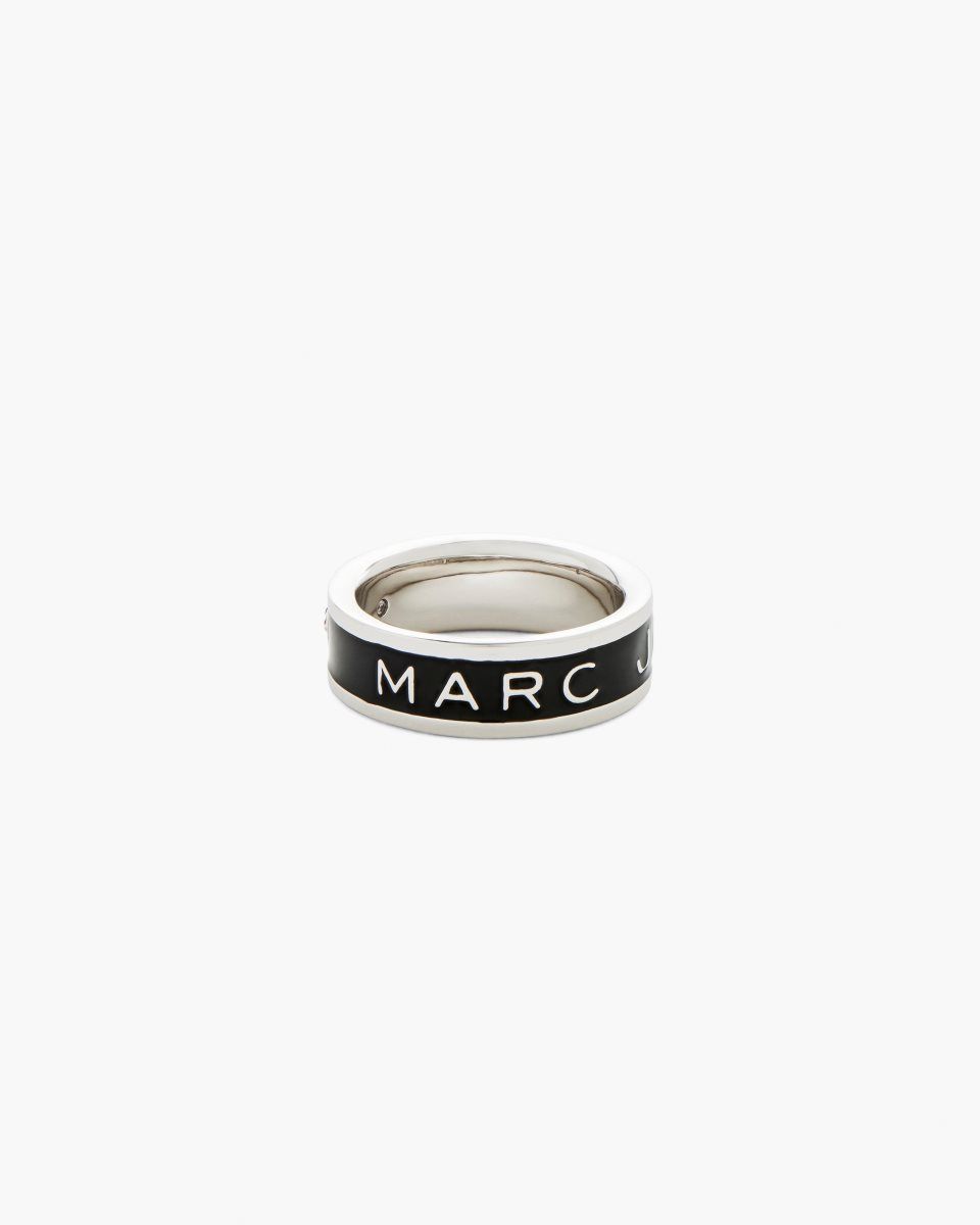 Silver / Black Marc Jacobs The Marc Jacobs Enamel Ring | 367401-EPC