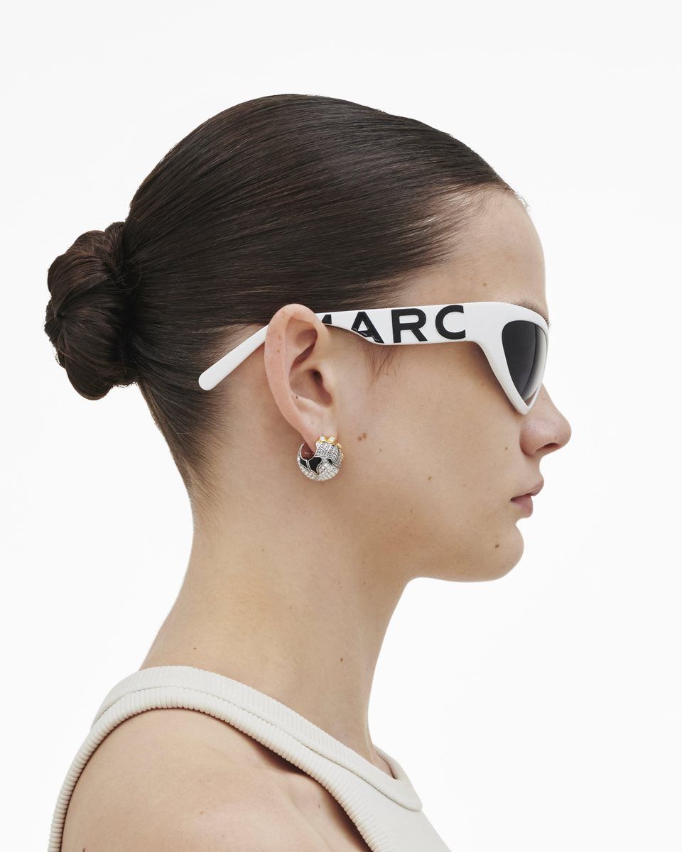 White Marc Jacobs The Bold Logo Wrapped Sunglasses | 502967-VPK