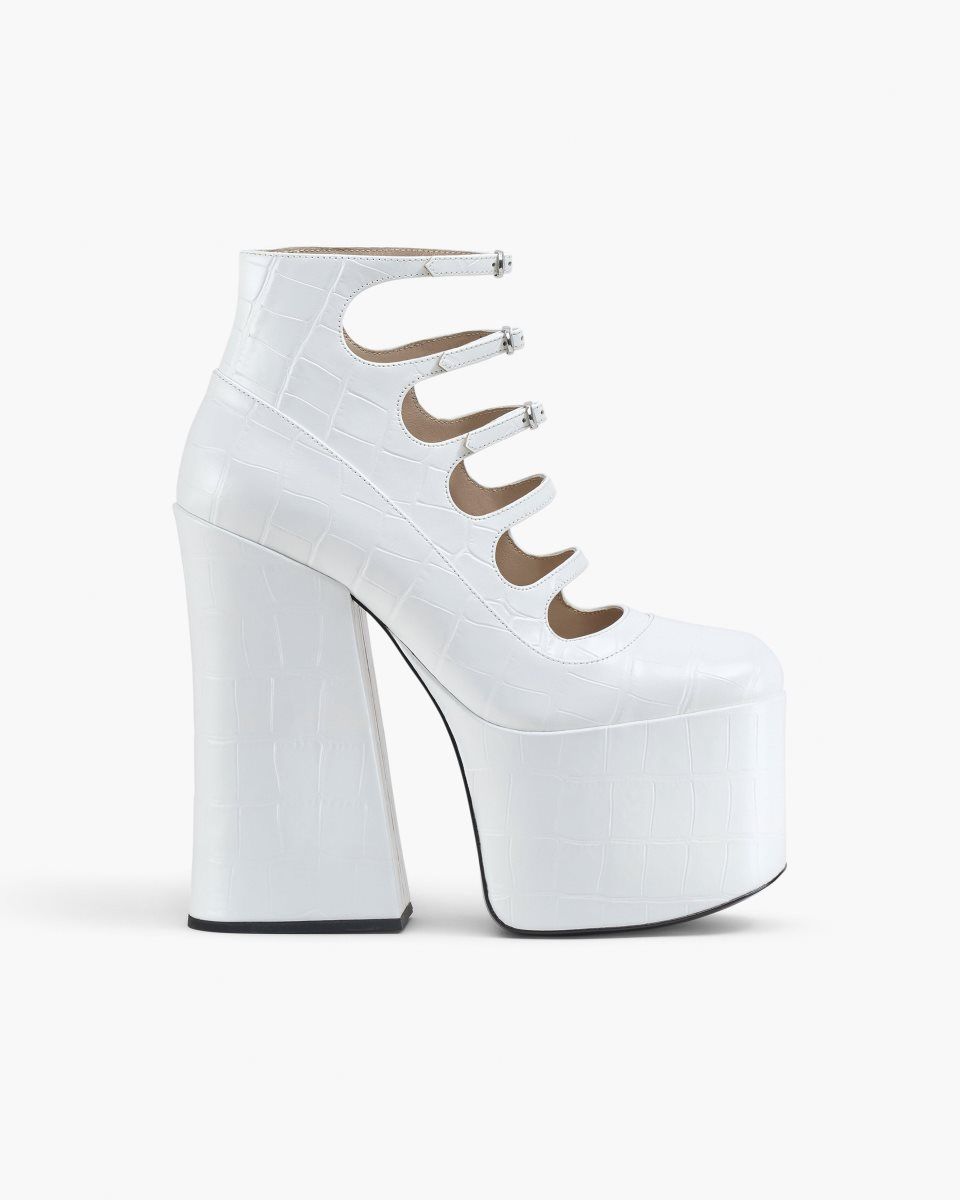 White Marc Jacobs The Croc Embossed Kiki Ankle Boot | 472196-SGR