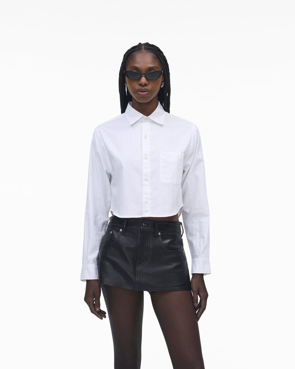 White Marc Jacobs The Cropped Femme Shirt | 697350-ZLI