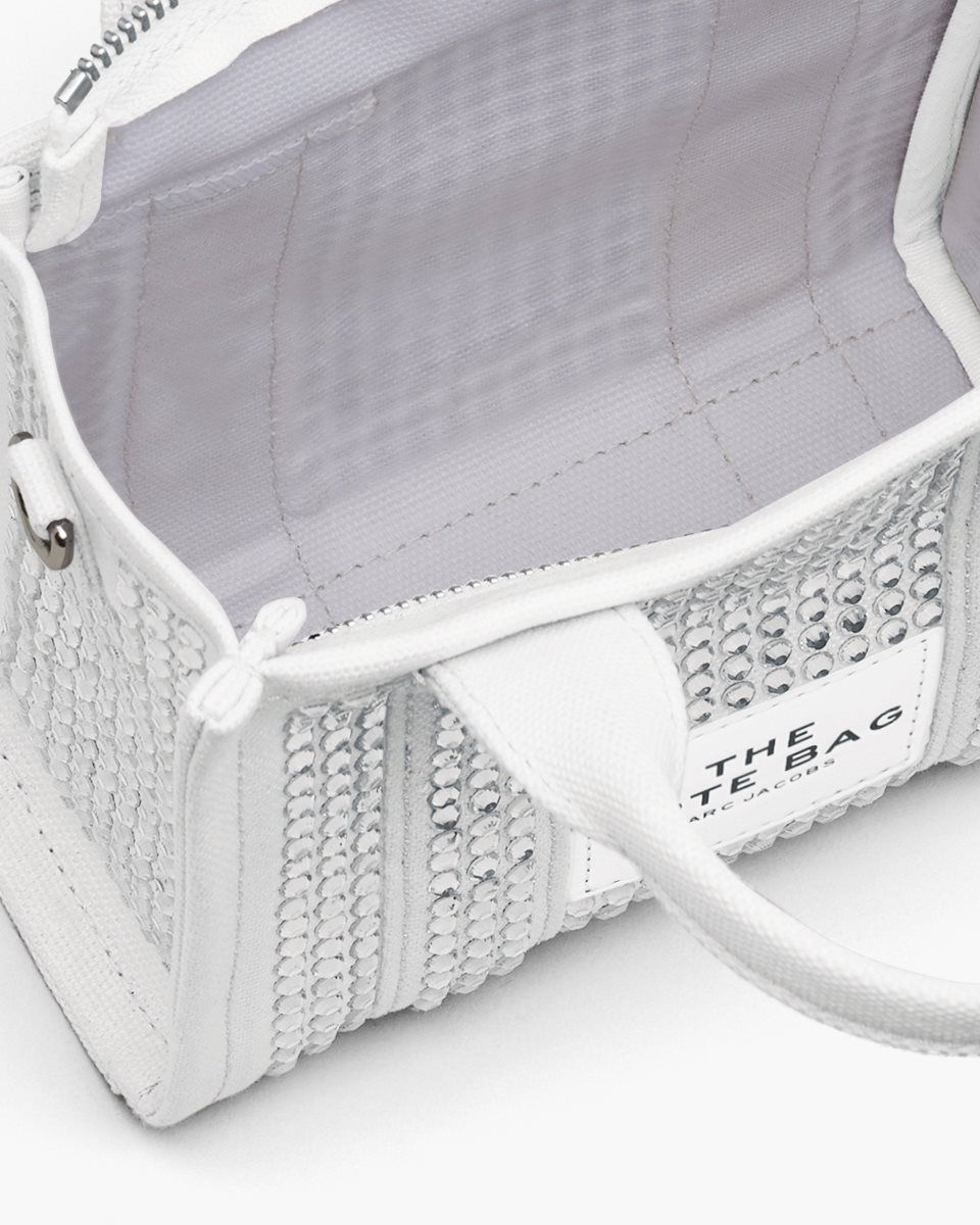 White Marc Jacobs The Crystal Canvas Crossbody Tote Bag | 845673-AJE