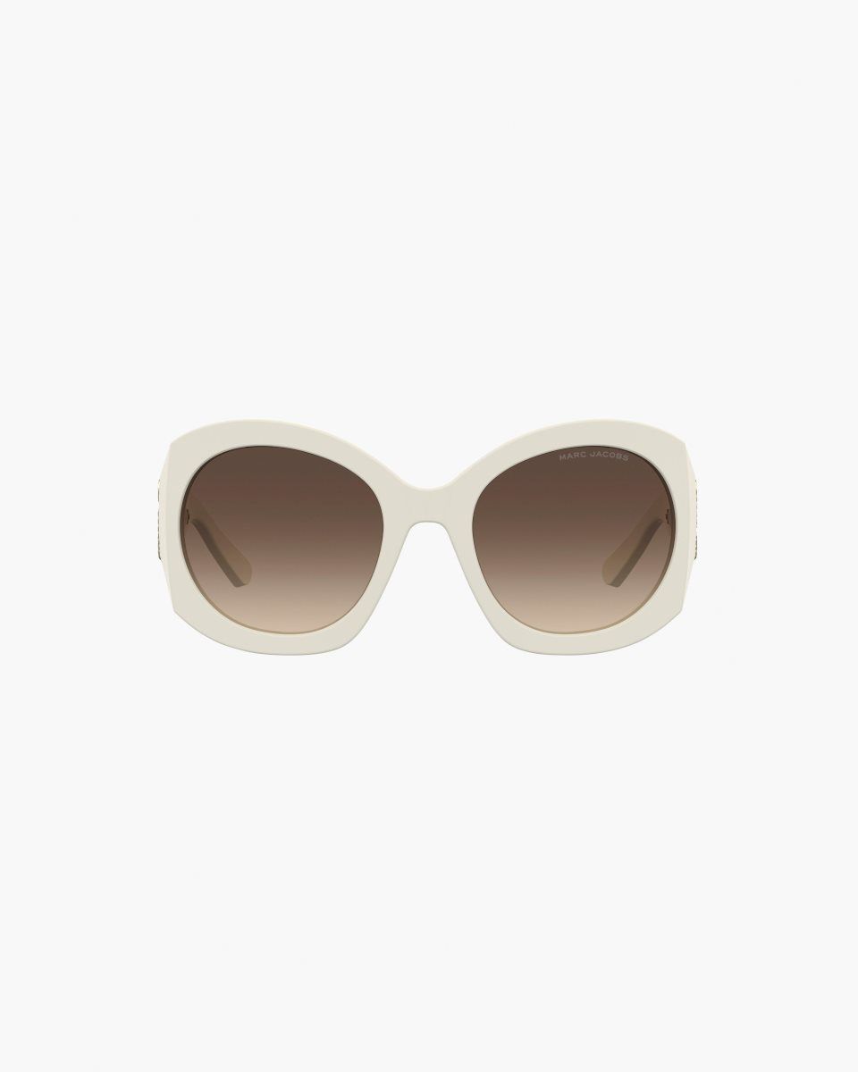 White Marc Jacobs The Crystal J Marc Oversized Sunglasses | 786594-BOK