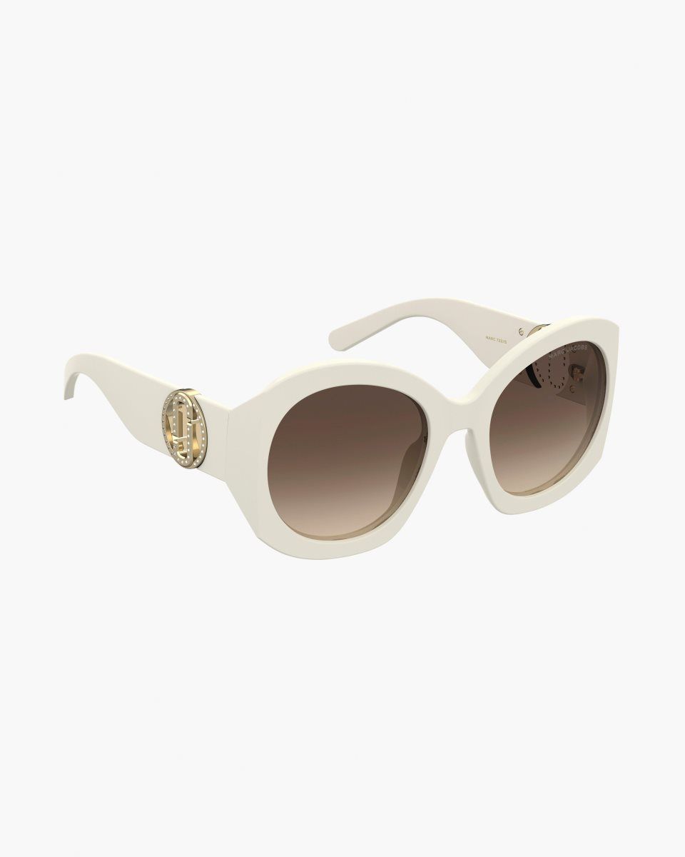 White Marc Jacobs The Crystal J Marc Oversized Sunglasses | 786594-BOK