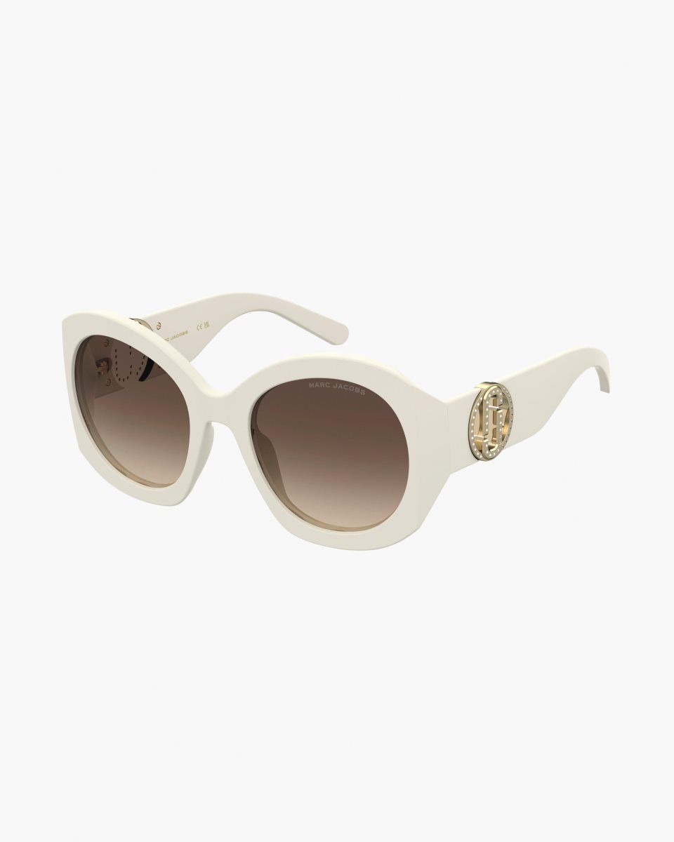 White Marc Jacobs The Crystal J Marc Oversized Sunglasses | 786594-BOK